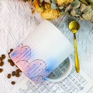 Hand-Painted Ceramic Mug – Cloud Aesthetic Coffee Cup with Soft Gradient Finish, Perfect Gift for Tea & Coffee Lovers
