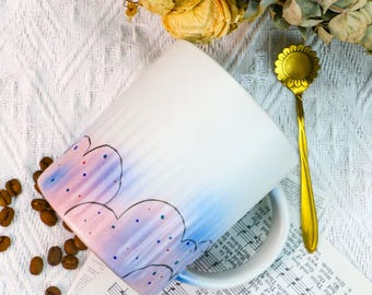 Hand-Painted Ceramic Mug – Cloud Aesthetic Coffee Cup with Soft Gradient Finish, Perfect Gift for Tea & Coffee Lovers