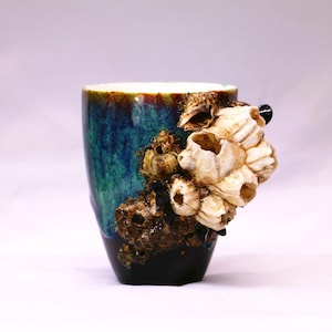 Handmade Ocean-Inspired Ceramic Mug – Unique Coastal Pottery Cup with Textured Marine Design, Perfect for Coffee & Tea Lovers
