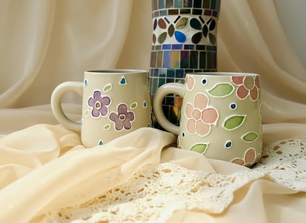Hand-painted Floral Ceramic Coffee Mug  Custom Pottery, 12 Oz - Etsy