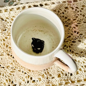Cute Character Inside Mug, Handmade Anime Ceramics,Unique Valentine Gift, Personalized Pottery Mug for Heartwarming Moments
