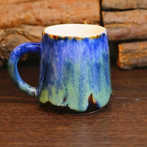 Handcrafted Ceramic Coffee Mug - Unique Drip Glaze Design