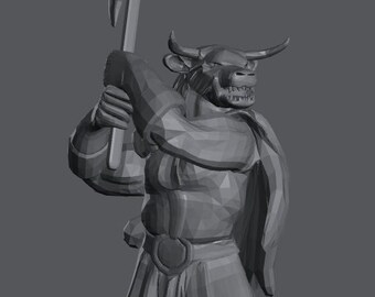 Minotaur Barbarian Miniature for Table Top Games : Resin 3D Printed Model