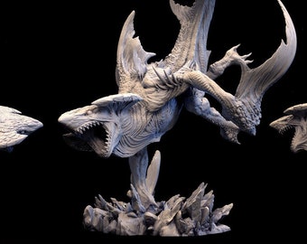 Atlas Shredder Garchomp (2 Poses) 75mm, 100mm Base | Miniature for Table Top Games | Resin 3D Printed Model | Dungeons & Dragons