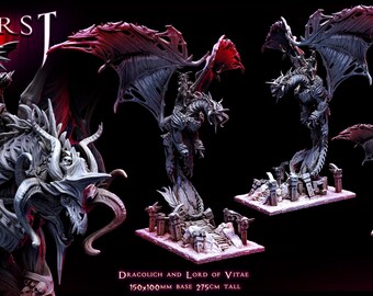 Dracolich and the Lord of Vitae | Miniature for Table Top Games | Resin 3D Printed Model | Dungeons & Dragons