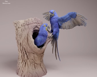 Hyacinth Macaw 1/16 Scale Realistic Animal Model 3D Printed | Decorative Display Piece | Beast Companion Figurine | Animal Den Miniatures