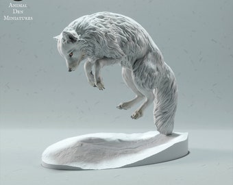 Arctic Fox 1/9 Scale Realistic Animal Model 3D Printed | Decorative Display Piece | Beast Companion Figurine | Animal Den Miniatures