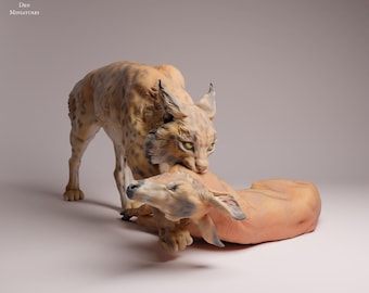 Eurasian Lynx 1/24 Scale Realistic Animal Model 3D Printed | Decorative Display Piece | Beast Companion Figurine | Animal Den Miniatures