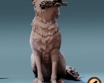 Border Collie Sitting Realistic Animal Model 3D Printed | Decorative Display Piece | Beast Companion Figurine | Animals & Creatures Minis