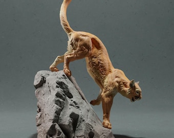 Puma em escala 1/32, modelo realista de animal impresso em 3D | Peça decorativa para exibição | Estatueta de animal de estimação | Miniaturas para toca de animais