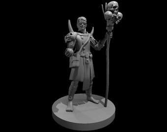 Human Male Warlock Miniature for Table Top Games : Resin 3D Printed Model