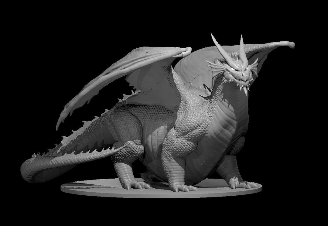 Very Fat Red Dragon 100mm Base Miniature for Table Top Games Resin 3D ...