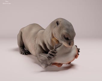 Giant Otter 1/24 Scale Realistic Animal Model 3D Printed | Decorative Display Piece | Beast Companion Figurine | Animal Den Miniatures