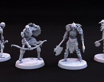 Skeleton Soldiers (2 Poses) 25mm Base | Miniature for Table Top Games | Resin 3D Printed Model | Dungeons & Dragons