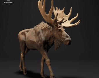Moose 1/24 Scale Realistic Animal Model 3D Printed | Decorative Display Piece | Beast Companion Figurine | Animal Den Miniatures