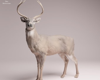 White Tailed Deer 1/24 Scale Realistic Animal Model 3D Printed | Decorative Display Piece | Beast Companion Figurine | Animal Den Miniatures