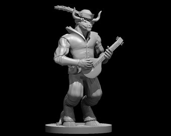 Minotaur Bard Miniature for Table Top Games : Resin 3D Printed Model