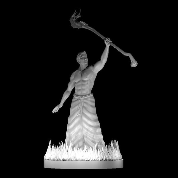 Human Male Fire Wizard Miniature for Table Top Games : Resin 3D Printed Model