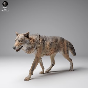 モンゴルオオカミ 1/24 スケール リアルな動物モデル 3D プリント | 装飾ディスプレイピース | 獣の仲間の置物 | 動物の巣穴のミニチュア