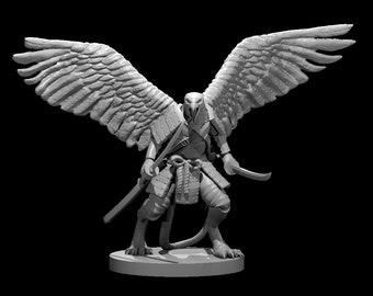 Griffonfolk Samurai Miniature for Table Top Games : Resin 3D Printed Model