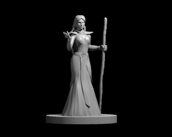 Female Elf Sorcerer Miniature for Table Top Games : Resin 3D Printed Model