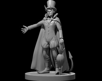 Tiefling Ringmaster Bard Miniature for Table Top Games : Resin 3D Printed Model