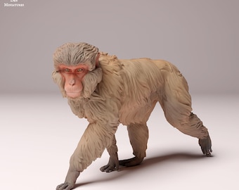 Japanese Macaque 1/8 Scale Realistic Animal Model 3D Printed | Decorative Display Piece | Beast Companion Figurine | Animal Den Miniatures
