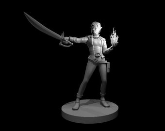 Female Elf Hexblade Warlock Miniature for Table Top Games : Resin 3D Printed Model