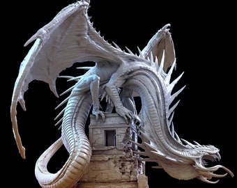 Heavenly Ophidian Snake Dragon HUGE (90mm Base) | Miniature for Table Top Games | Resin 3D Printed Model | Dungeons & Dragons