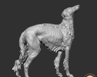 Borzoi Realistic Animal Model 3D Printed | Decorative Display Piece | Beast Companion Figurine | Animals & Creatures Minis