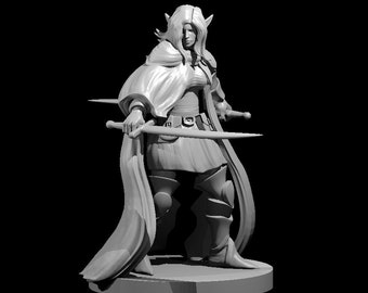 Female Elf Bladesinger Miniature for Table Top Games : Resin 3D Printed Model