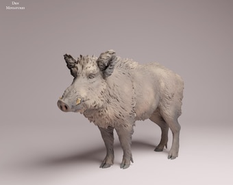 Wild Boar 1/24 Scale Realistic Animal Model 3D Printed | Decorative Display Piece | Beast Companion Figurine | Animal Den Miniatures