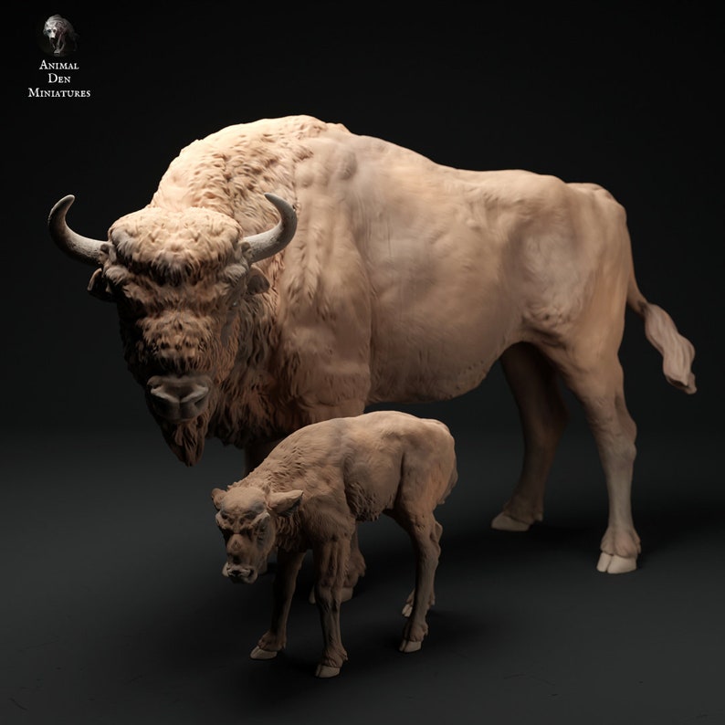 Miniature Bison Ranch European Bison 1/24 Scale Realistic Animal Model 3D Printed ...
