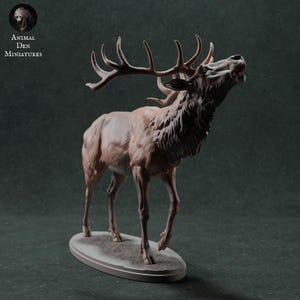 Red Deer Stag Call 1/24 Scale Realistic Animal Model 3D Printed | Decorative Display Piece | Beast Companion Figurine | Animal Den Miniature
