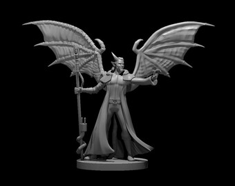 Tiefling Warlock with Wings Miniature for Table Top Games : Resin 3D Printed Model