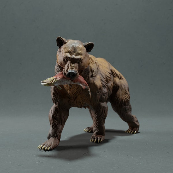 Grizzly Bear Modèle animal réaliste à l’échelle 1/32 imprimé en 3D | Pièce d’affichage décorative | Figurine de compagnon de bête | Miniatures de tanière d'animaux