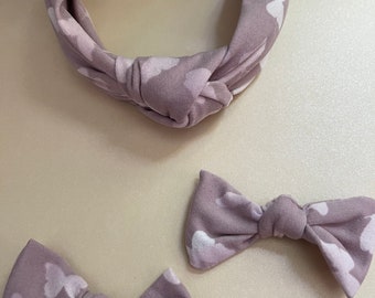 Lavender Butterfly - Bows, Os knot headband, tie-on headwraps, clip sets