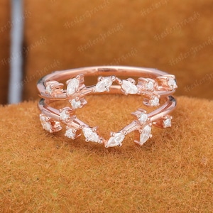 Enhancer Wedding Band Leaf Diamond Ring Unique Moissanite Wedding Ring Rose Gold Branch Ring Matching Stacking Band Diamond ring