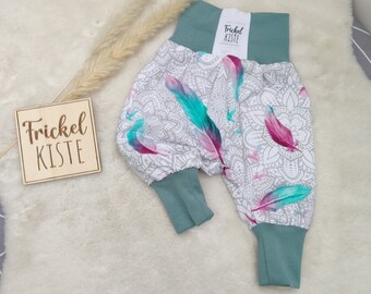 Wax pants / pump pants baby newborn feathers boho | Size 62 - 68