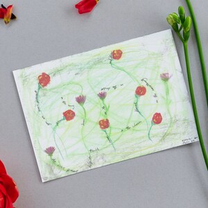 Ooit aanwezig: afdrukbare kunst en kaarten | Abstract bloemenschilderij | Zacht aanmoedigingscadeau voor Moederdag