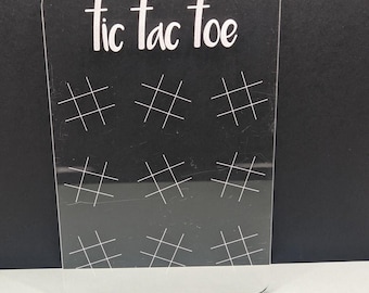 Tic Tac Toe Dry Erase Game for Kids, Reusable Acrylic Travel Toy for Car Rides, Quiet Learning Activity Board