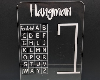 Ahorcado / Tableros de actividades acrílicos grabados con láser / Juegos de viaje reutilizables para niños / Actividades de aprendizaje tranquilo