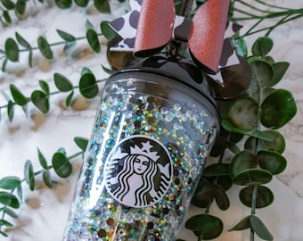 Rhinestone Mouse Ears Tumbler | 16oz Bedazzled Cup with Straw