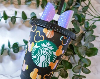 Starbucks kall mugg med musöron | Handgjord semestermugg
