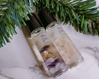 Nourishing Lip Oil with Crystals | Organic cold pressed oils | Rose Quartz Black Obsidian Amethyst
