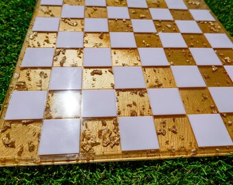 Chess and Checker Board Game Set | Handmade Resin | Home