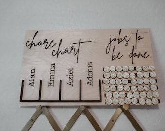 Family Wooden Chore Chart | Allowance Tracker, Multiple Children