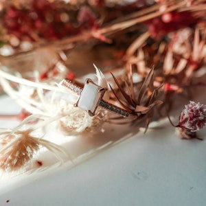Rectangle with Side Stones Rose Gold Silver Breastmilk Ring | DIY Breastmilk Jewelry Kit | Gift for new mom | Mother&#39;s Day gift