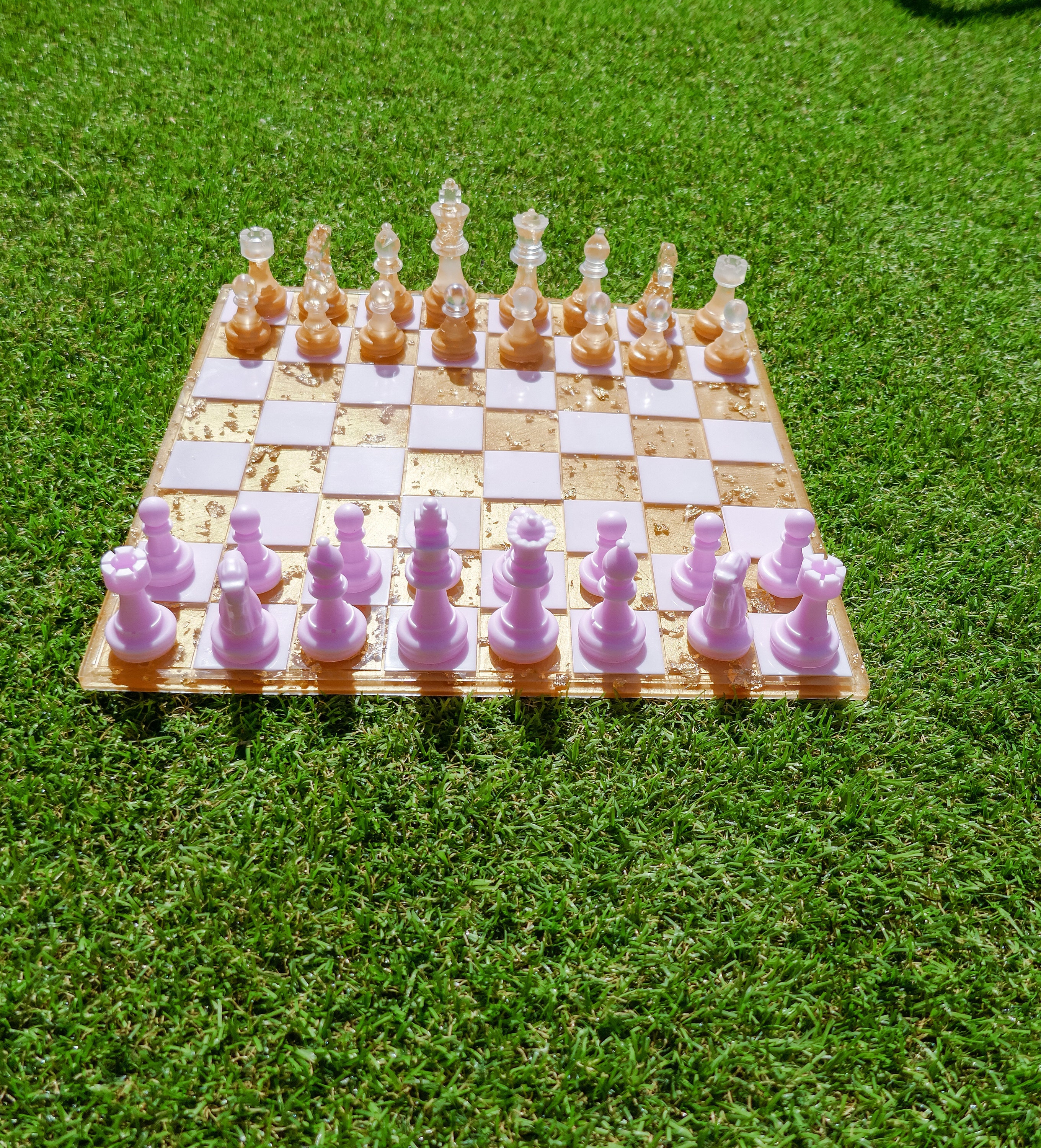 Chess and Checker Board Game Set | Handmade Resin | Home