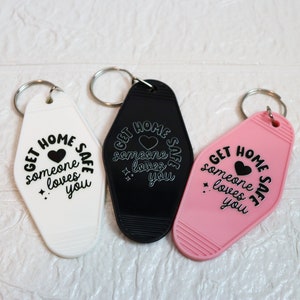 Get Home Safe Keychain | Vintage Keychain | Retro Keychain | Motel Keychain | Someone Loves You | Motel Keychain Custom | Old Motel Keychain